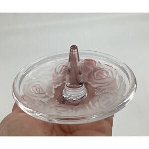 Illusions 24% Lead Crystal FLORAL' DECORATIVE RING & JEWELRY DISH West Germany